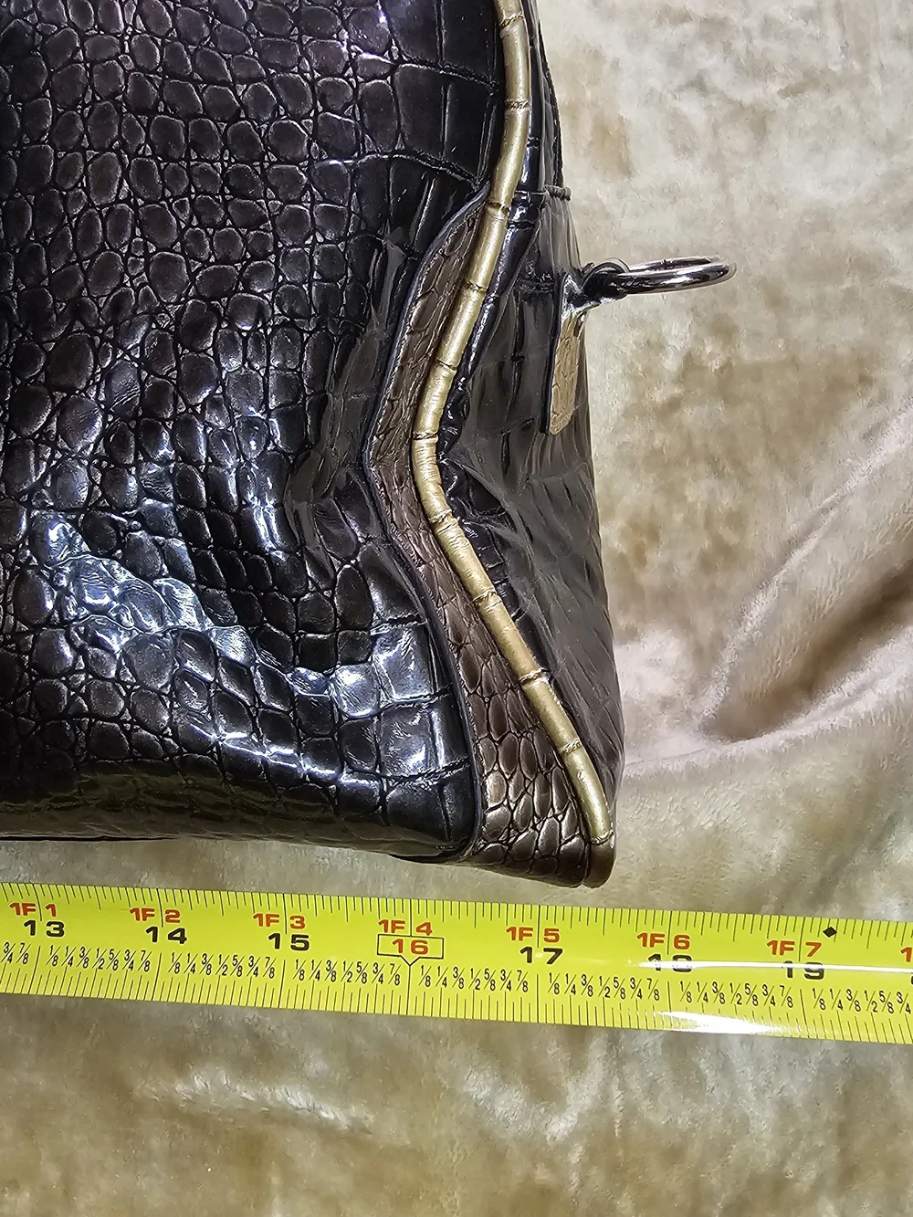 GUESS Metallic Black Croc-Embossed Tote and Satchel Set